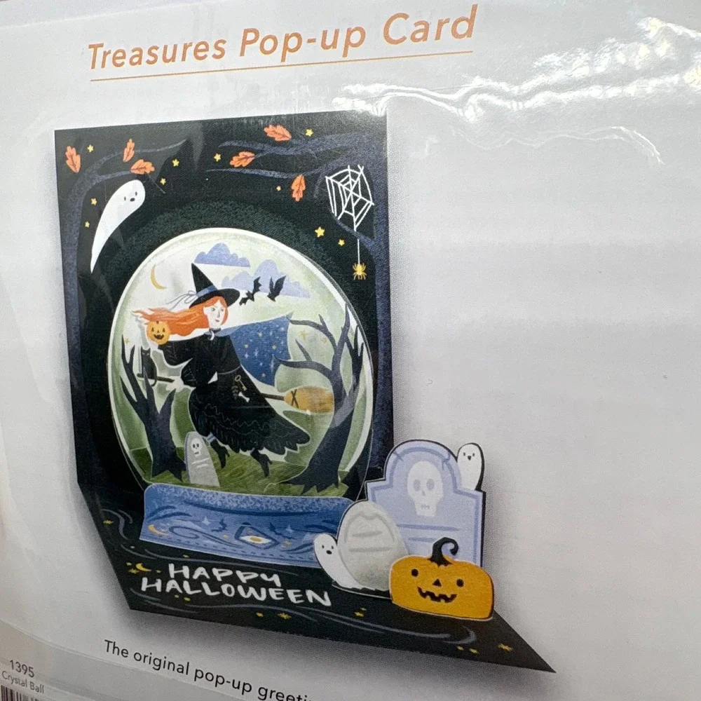 Up With‎ Paper Treasures Pop-Up Halloween Crystal Ball Greeting Card New Ghost